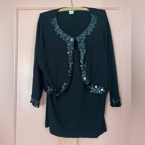 Notations Plus Size 1X Black Tunic with Attached Jacket - Picture 1 of 6